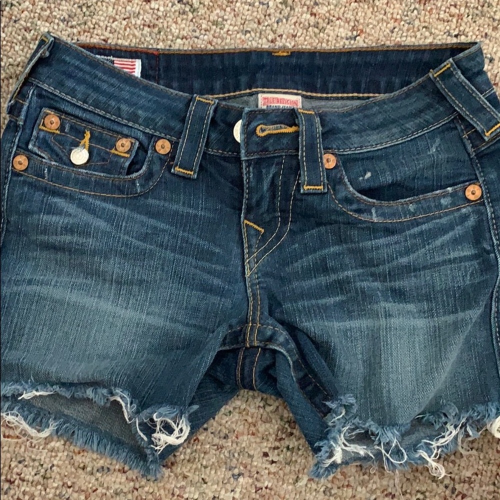 True Religion Keira Distressed Denim Shorts
